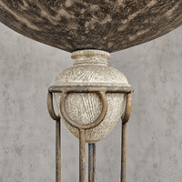 Neo classic forged floorlamp / metal shade/ stone base / 1970s