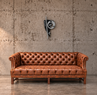 Chesterfield sofa / Brown cognac leather / Deep Buttoned / 1980s