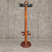 Weighty freestanding oak wood coat rack from a Viennese coffee house / 1950s