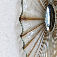 Large glass sunburst mirror / 1960s / 78 cm