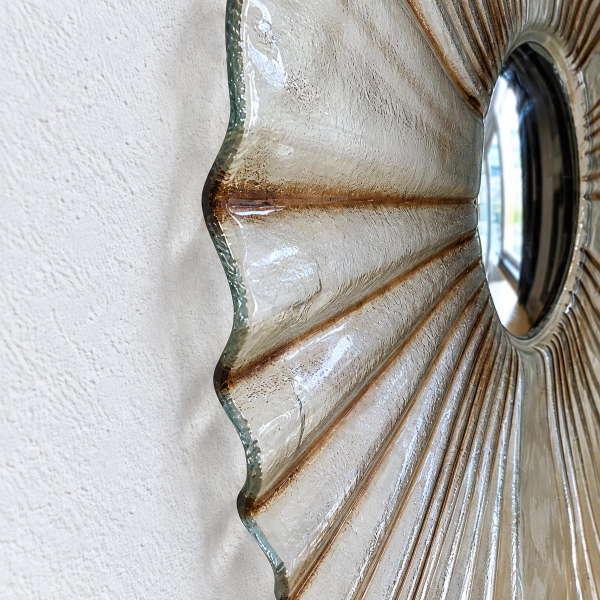 Large glass sunburst mirror / 1960s / 78 cm