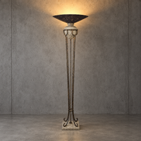 Neo classic forged floorlamp / metal shade/ stone base / 1970s