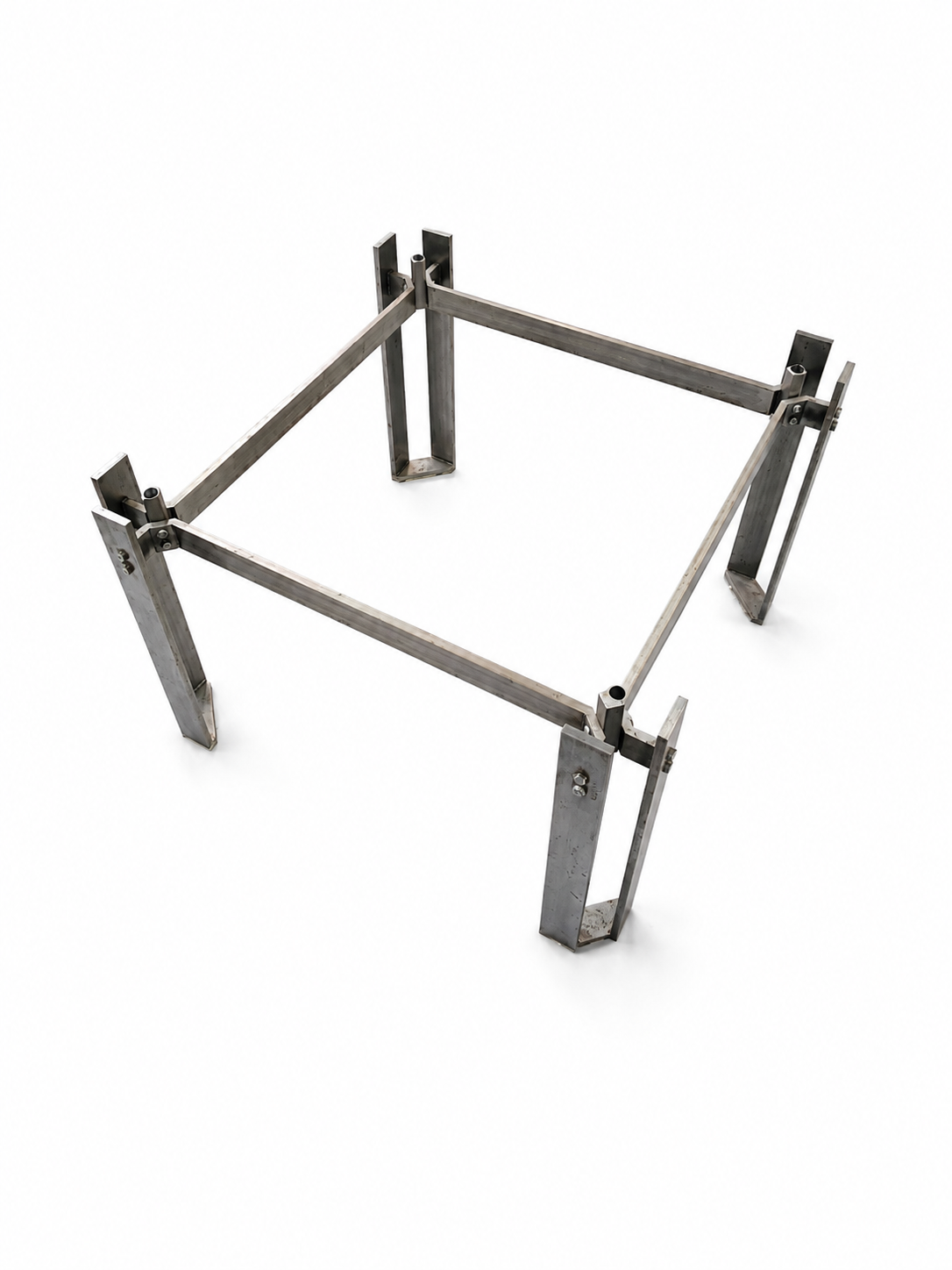 Brutalist coffee table / metal glass / 1980s / weighty