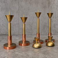 4 x Large / weighty postmodern candles / 1970s / two heights 60 - 70 cm / copper - brass