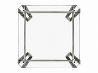Brutalist coffee table / metal glass / 1980s / weighty