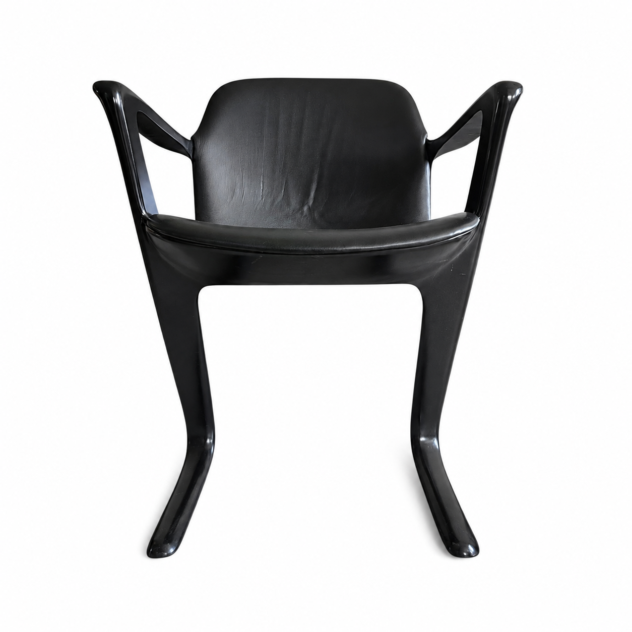 4 x Kangaroo Z-chair / Ernst Moeckl for Horn Collection 1960s / Black leather upholstery / Ernst Moeckl / Horn Collection