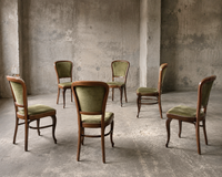 6 x Classic Thonet dining chairs / velvet upholstery / 1960s /