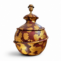 Gold decorated ceramic vase lamp by Hubert Olivier / France 1970s