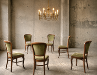 6 x Classic Thonet dining chairs / velvet upholstery / 1960s /