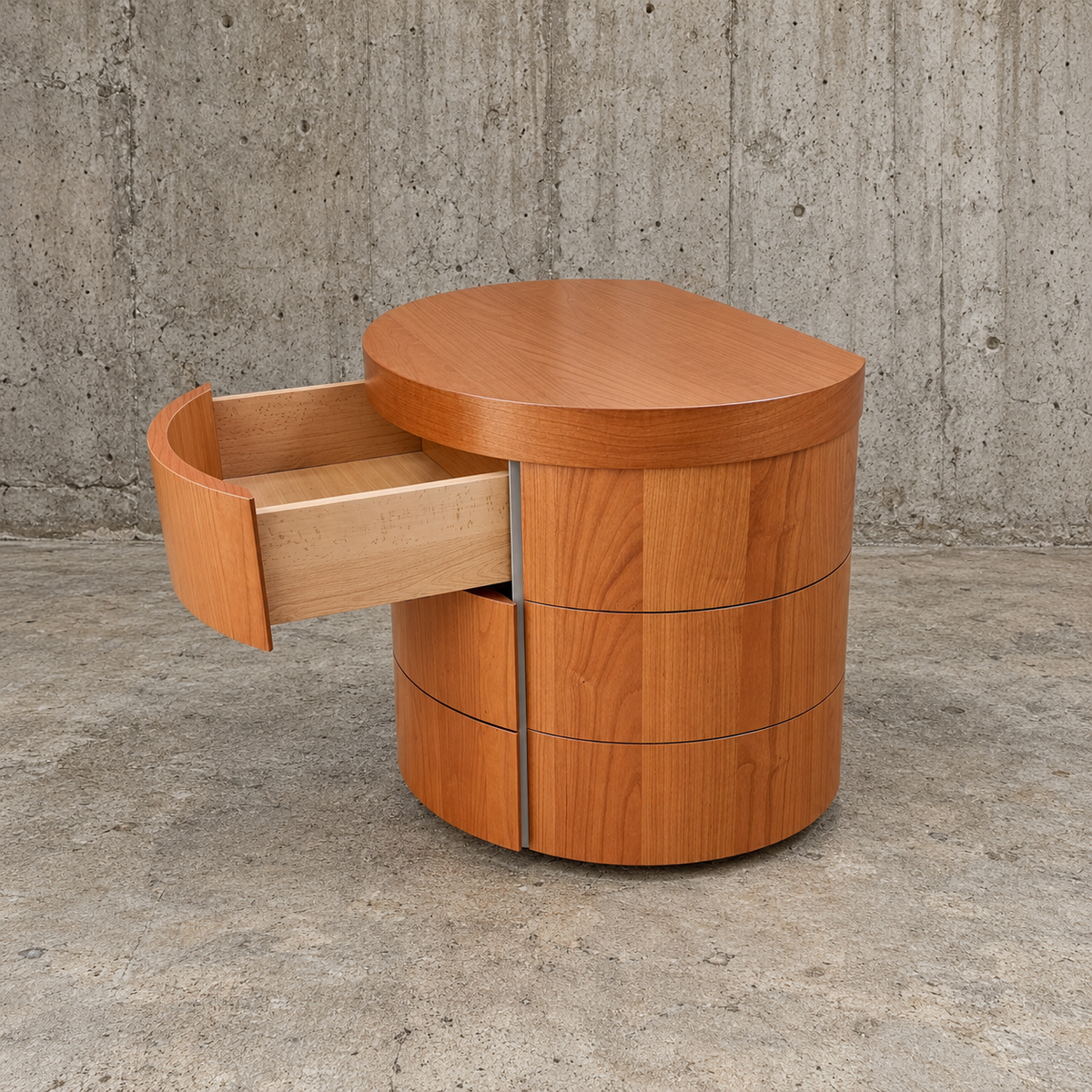 2 x cherry wood night stands / bedsite tables / 3 drawers / 1990s