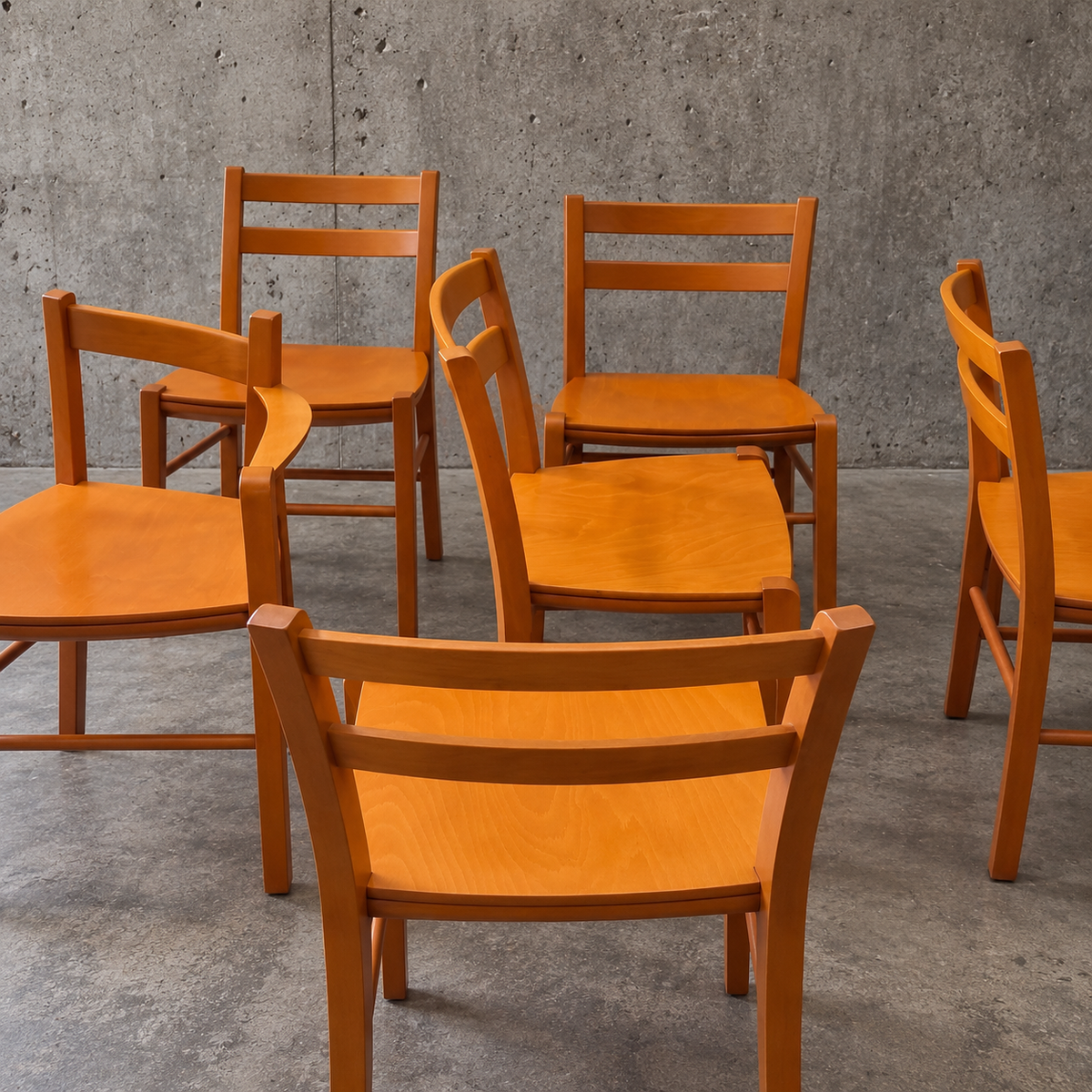 Set of 8 Italian Beech Wood chairs / Model Marocca by Vico Magistretti for De Padova / 1987