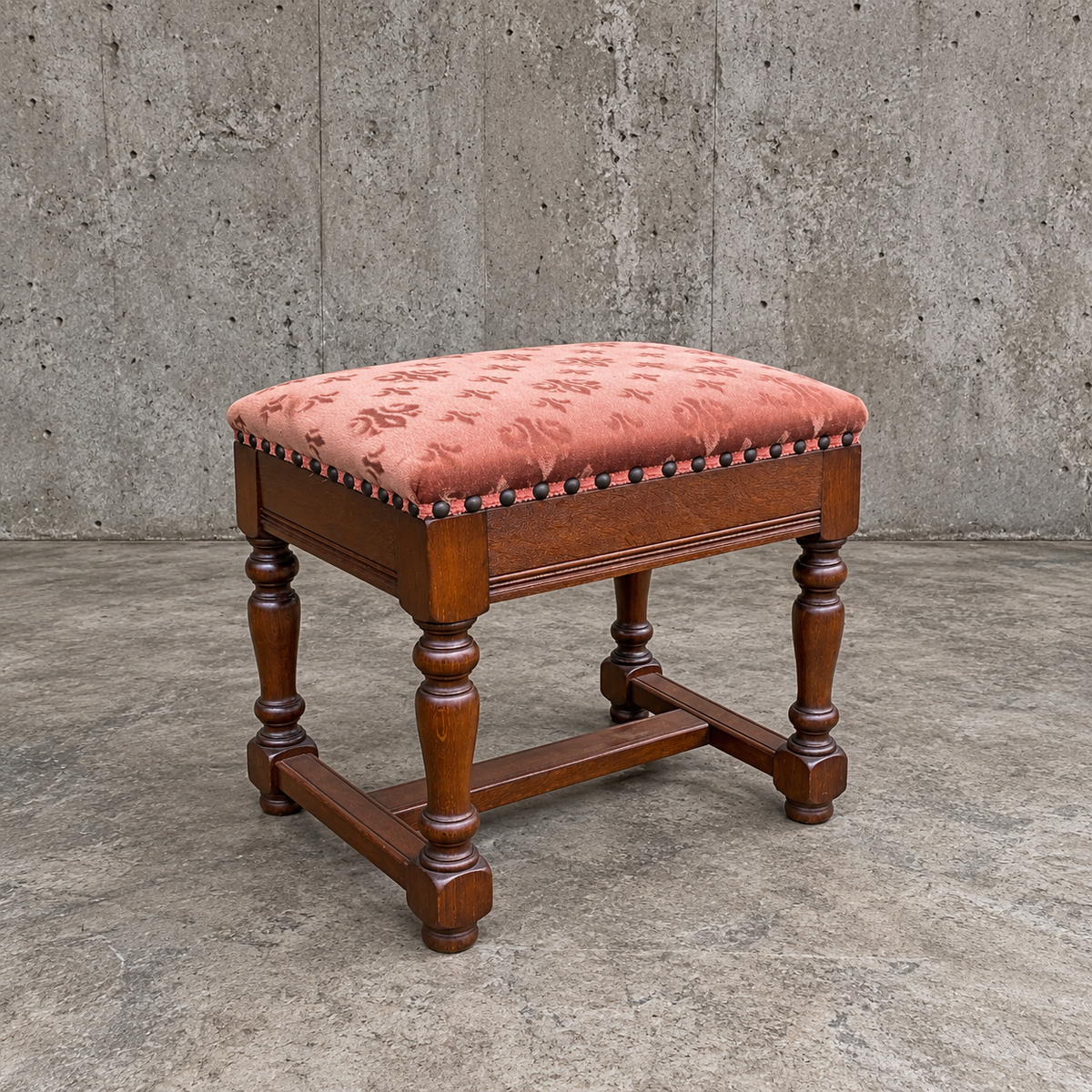 4 x Stool benche / Château Style Louis XIV French /Catalan Vintage Velvet Upholstery / 1950s