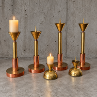 4 x Large / weighty postmodern candles / 1970s / two heights 60 - 70 cm / copper - brass