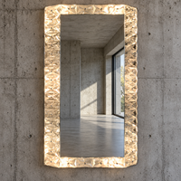 Mirror with cristal glass decorated frame / 1960s / back light / height 95 cm
