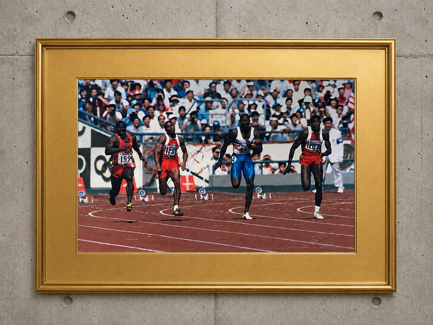 Original / signed / iconic photo / 100m final Seoul 1988s / Cult Art Photo / signed