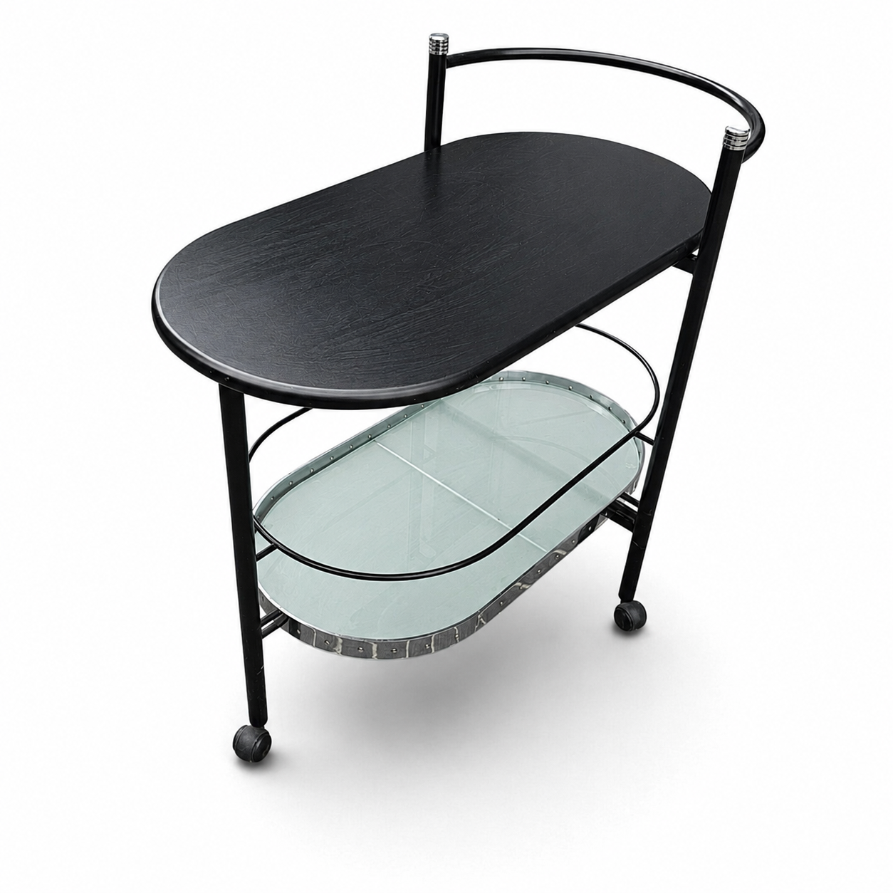 Black Oval Drinks Trolley / Bar cart / 1980s