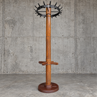 Weighty freestanding oak wood coat rack from a Viennese coffee house / 1950s