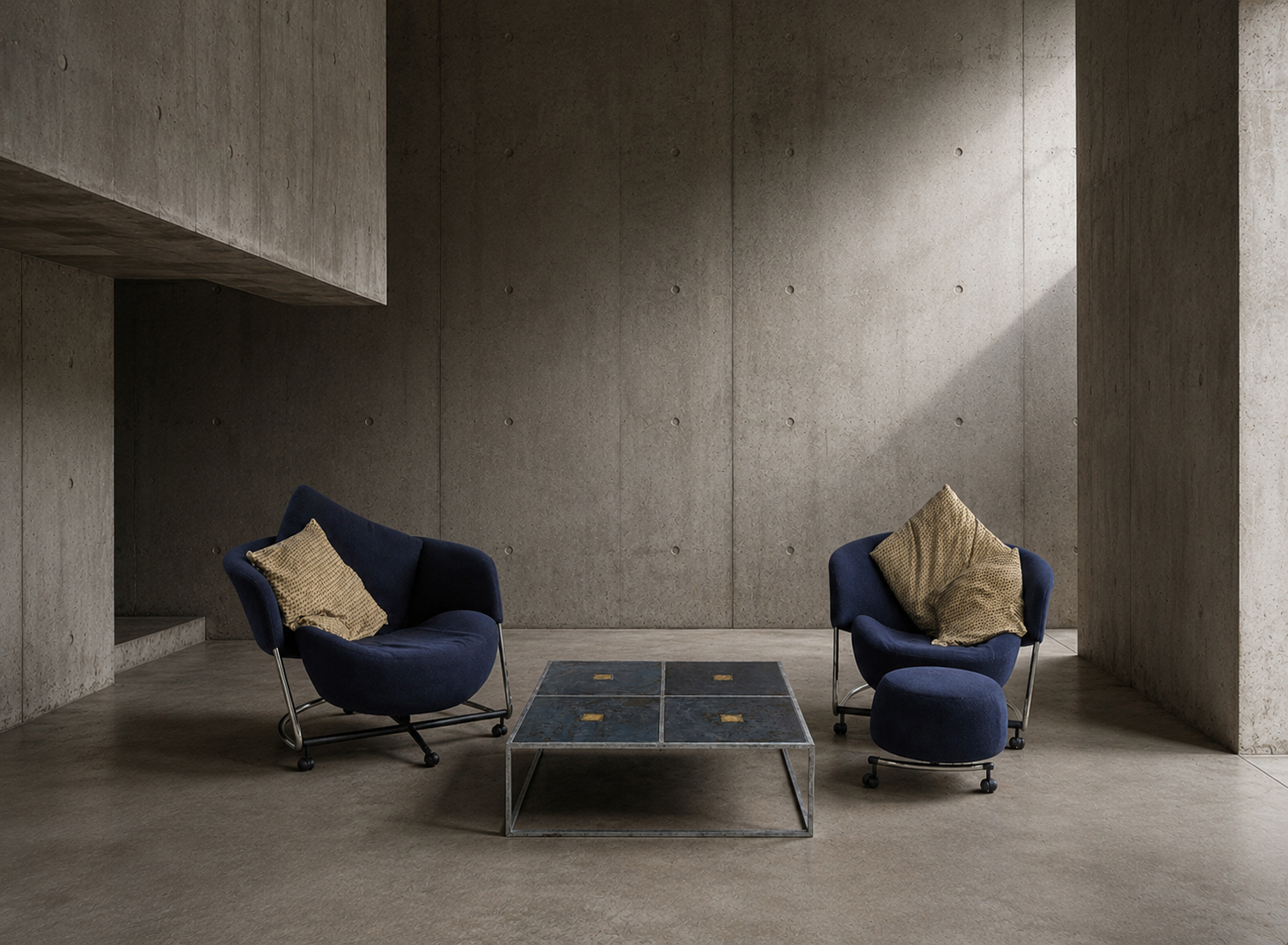 2 x Cassina Girotonda lounge chair / 1 x hocker / Francesco Binfaré for Cassina / 1990s