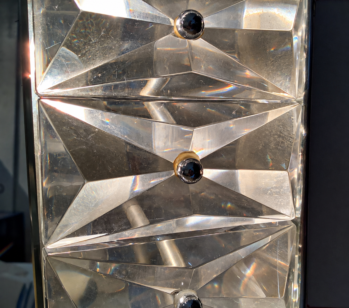 Mirror with cristal glass decorated frame / 1960s / back light / height 95 cm