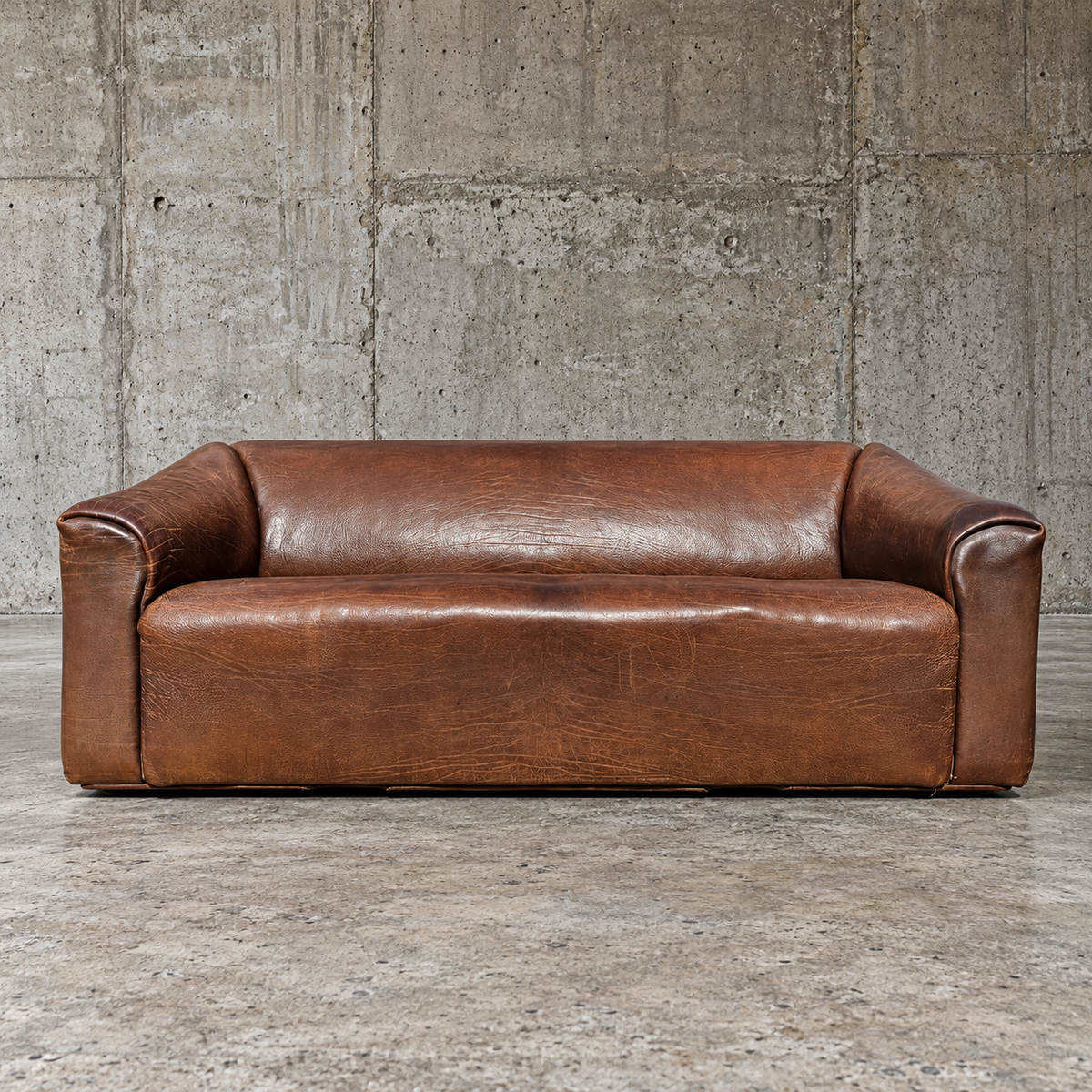 2 x Desede sofa / De Sede / Brown leather / DS-47 / matching patina of age /