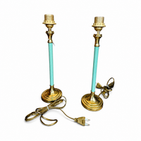 2 x Brass and Blue Steel Table Lamps from Kullmann / 1970s /