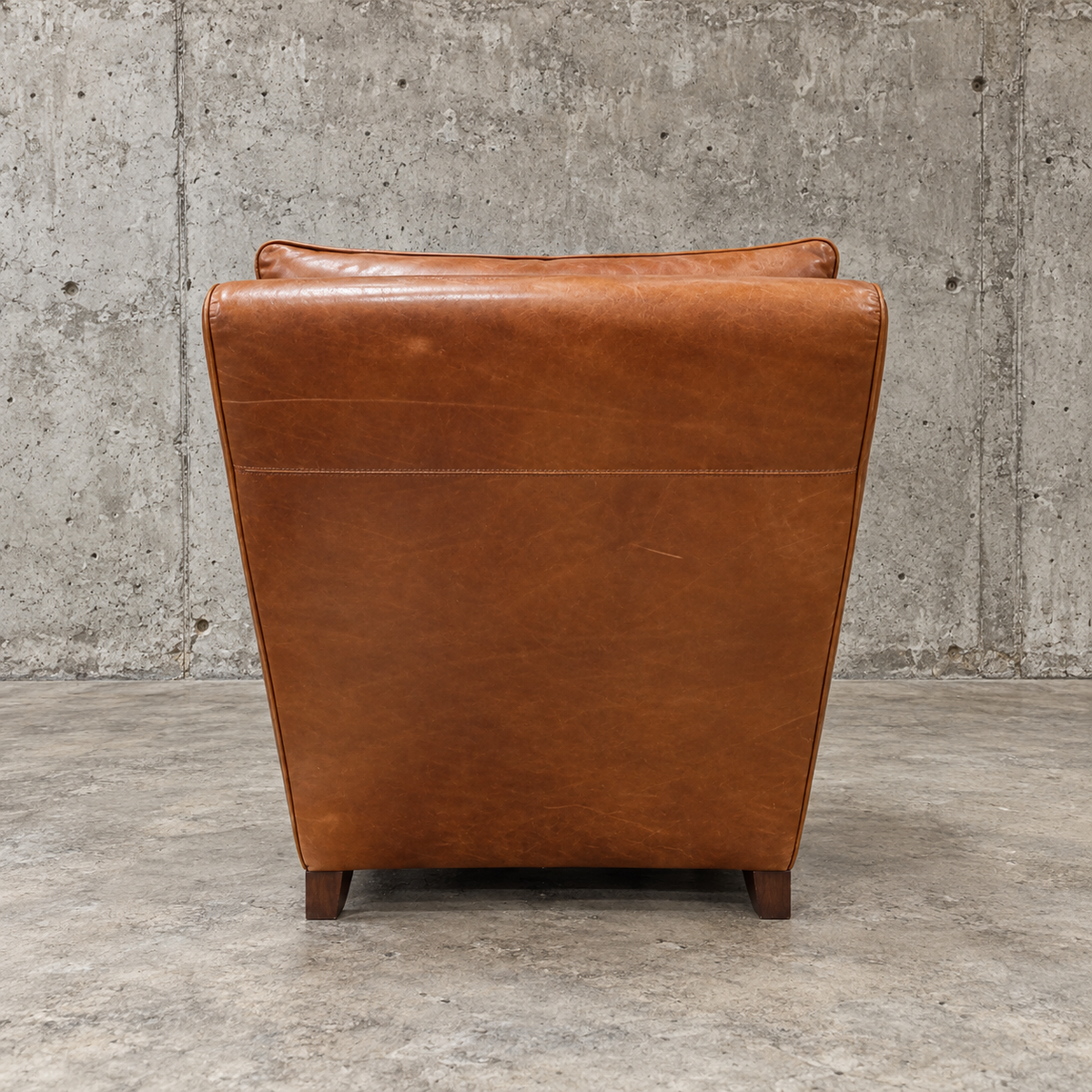 Cognac brown leather club chair / Atelier Matteo Italy / marked / 1970s /