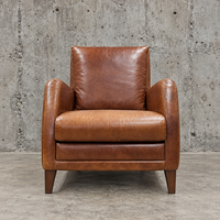 Cognac brown leather club chair / Atelier Matteo Italy / marked / 1970s /