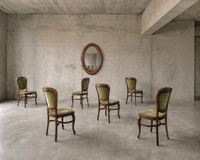 6 x Classic Thonet dining chairs / velvet upholstery / 1960s /