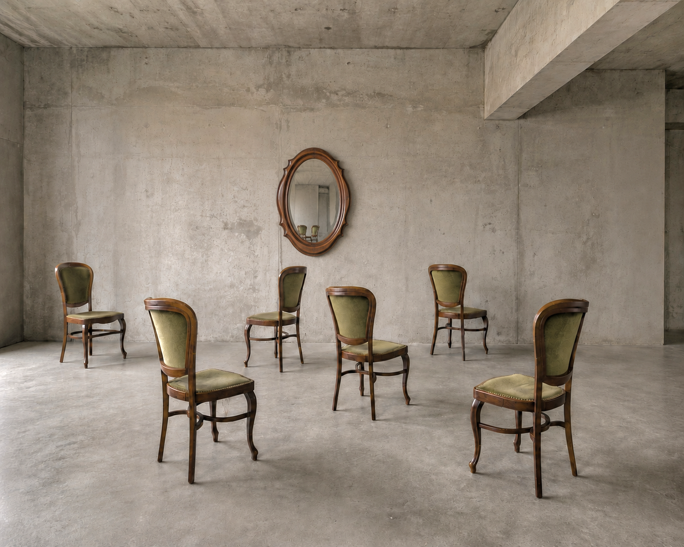 6 x Classic Thonet dining chairs / velvet upholstery / 1960s /