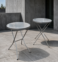 Aluminium standing tables 1970s / Height 111