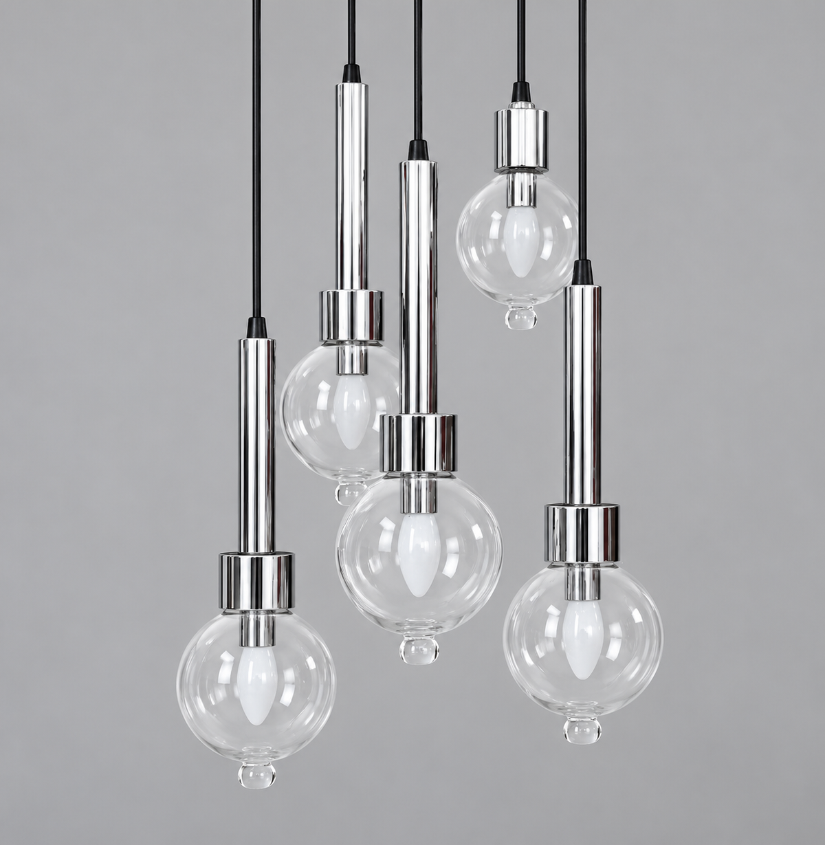 Abo Randers cascade 5 drop lamp for A/S Denmark 1970s