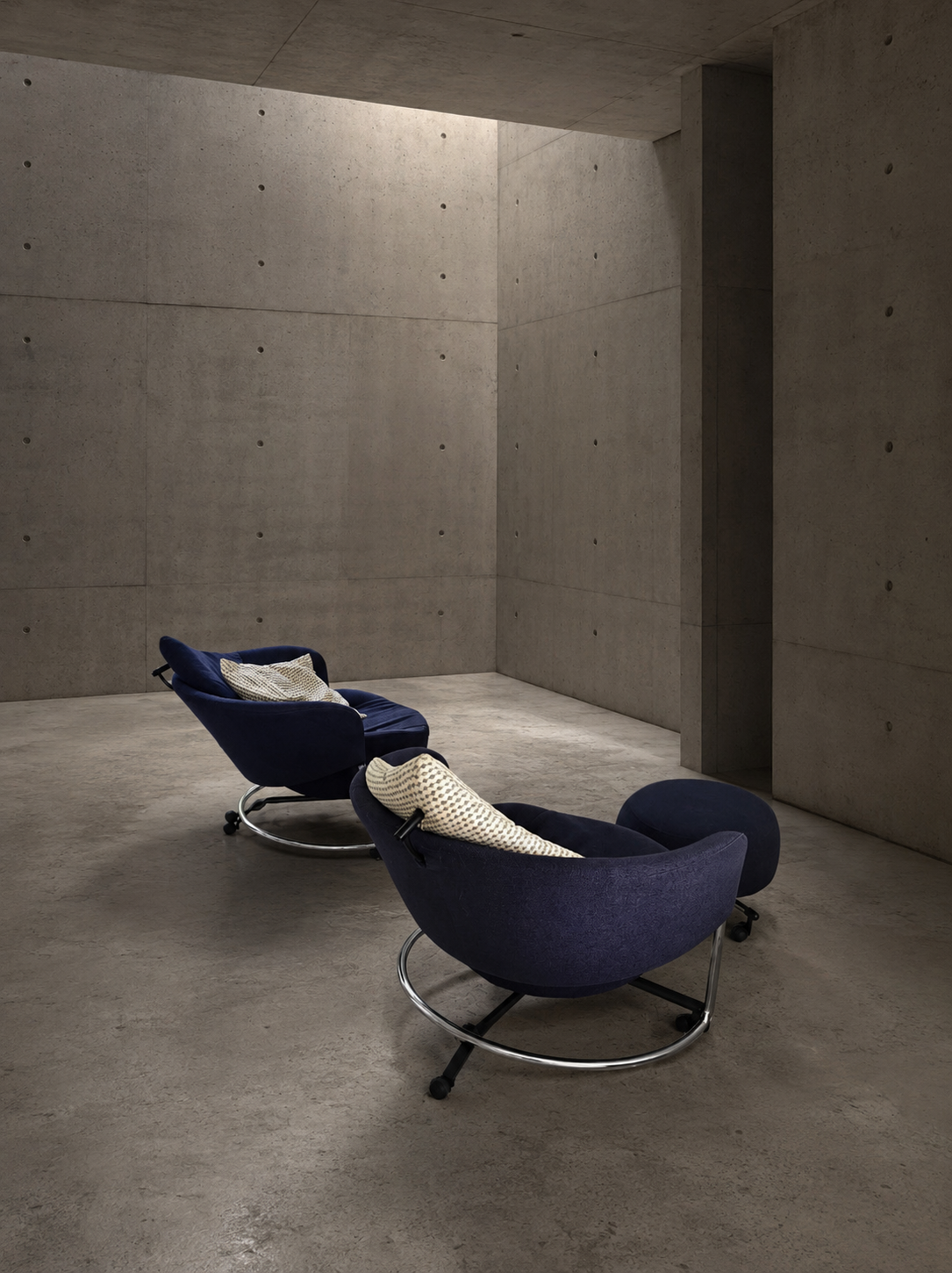 2 x Cassina Girotonda lounge chair / 1 x hocker / Francesco Binfaré for Cassina / 1990s