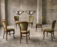 6 x Classic Thonet dining chairs / velvet upholstery / 1960s /