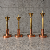 4 x Large / weighty postmodern candles / 1970s / two heights 60 - 70 cm / copper - brass