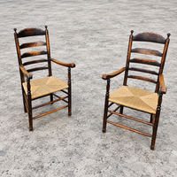 Early 20 th Century Handcrafted and Carved highback / Ladder Back Chairs /
