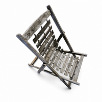 2 x  weighty solid foldable wooden colonial deckchair / deck chair / 1960s