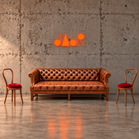 Chesterfield sofa / Brown cognac leather / Deep Buttoned / 1980s