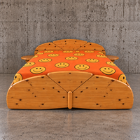Solid pine wood double bed / 1980s