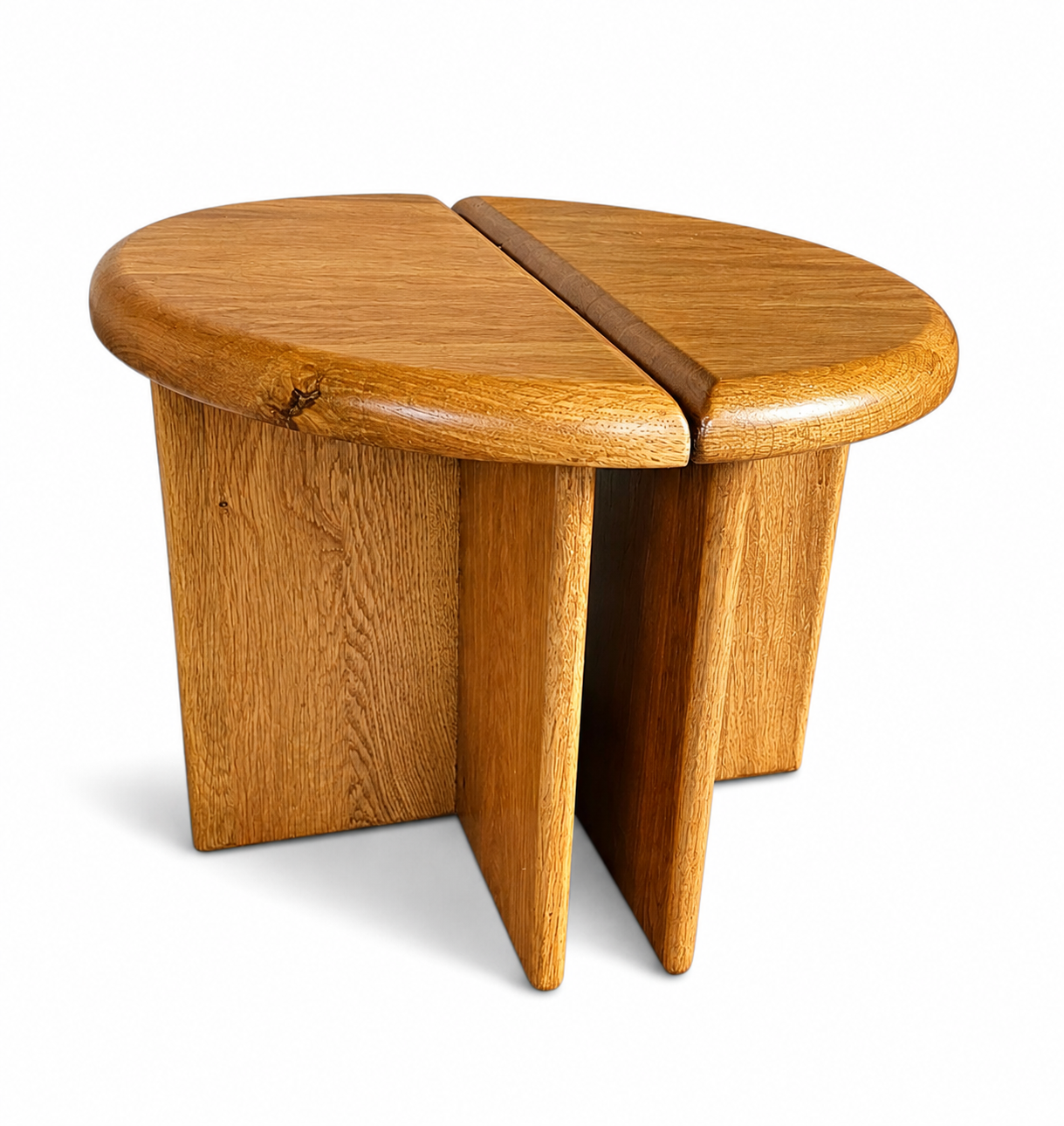 Solid oak matching side / coffee tables / 1970s