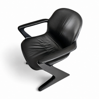 4 x Kangaroo Z-chair / Ernst Moeckl for Horn Collection 1960s / Black leather upholstery / Ernst Moeckl / Horn Collection