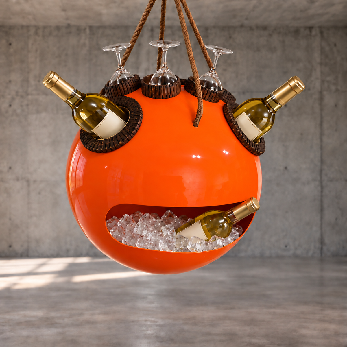 Hanging space age dry bar ball / 1970s