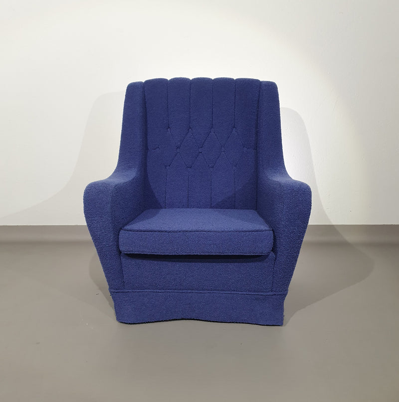Sierlijke fauteuil / wollen bouclé / jaren 70