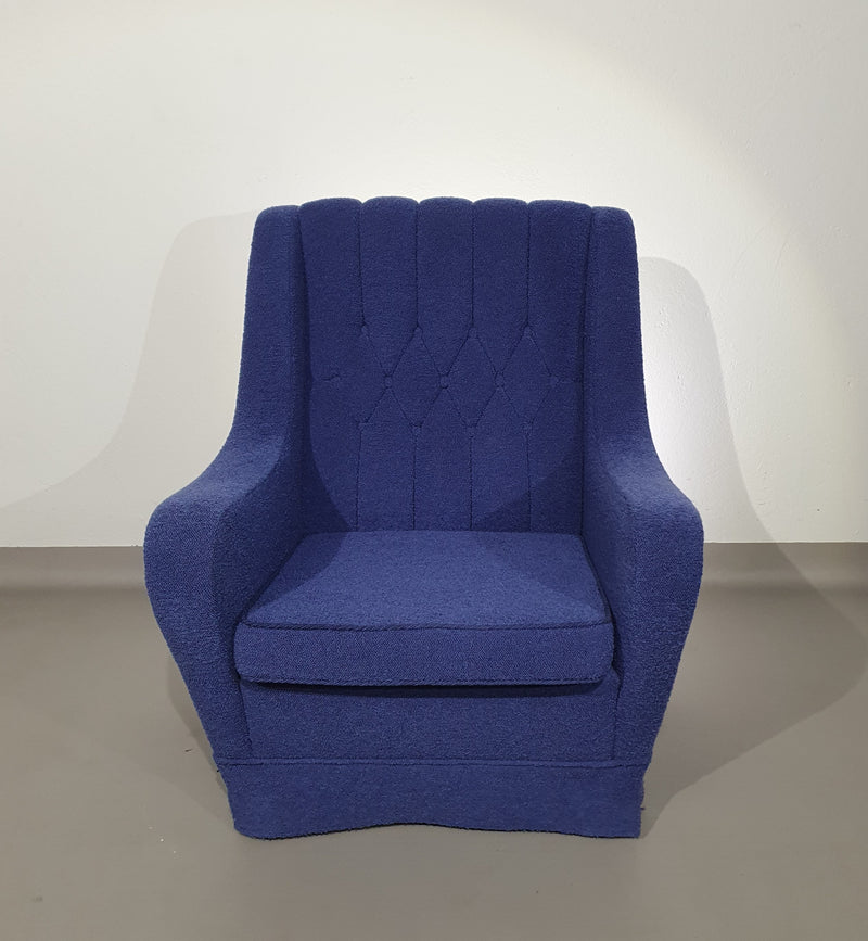 Sierlijke fauteuil / wollen bouclé / jaren 70