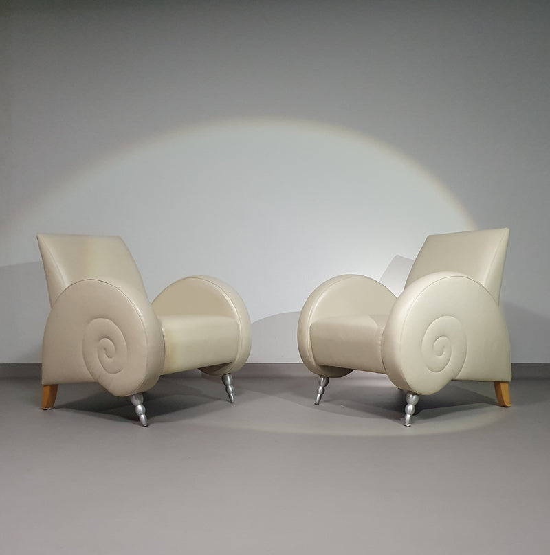 Slakkenhuis stoelen van leer