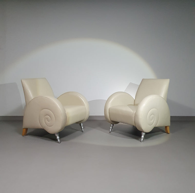 Slakkenhuis stoelen van leer