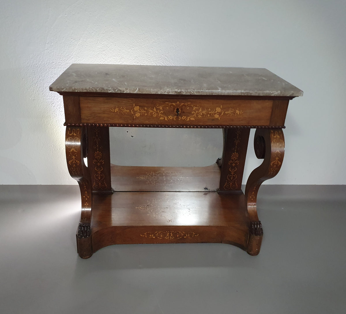 French Trumeau / side table 1830's with inlay wood