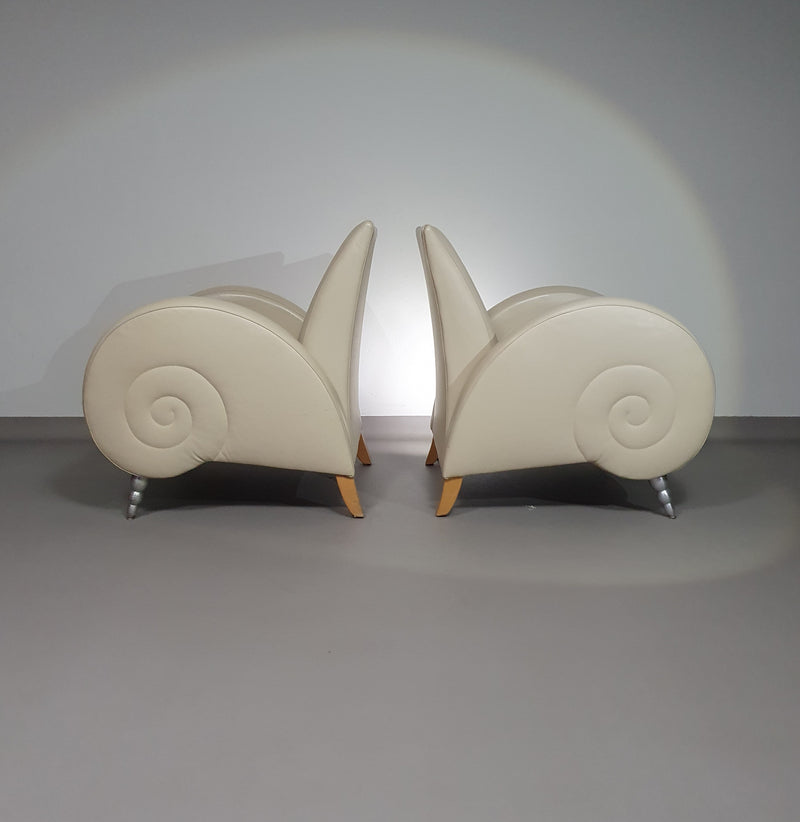 Slakkenhuis stoelen van leer