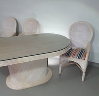 Pensil riet, Gespleten riet tafel stoelen eetkamer set.
 Breed 160
 Diepte 92
 Hoogte 75 cm