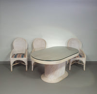 Pensil riet, Gespleten riet tafel stoelen eetkamer set.
 Breed 160
 Diepte 92
 Hoogte 75 cm