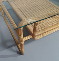Mid Century coffee table. Iron frame / pencil reed / split reed / rattan
75 x 75 x 40 cm